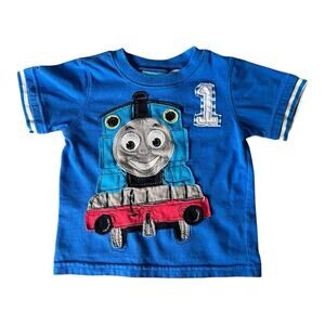 Y2K Thomas & Friends Thomas the Tank Engine #1 Blue Toddler T-Shirt Appliqué 2T